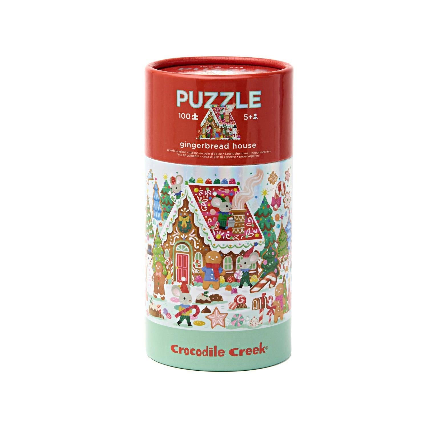 Gingerbread House 100-Piece Holographic Canister Puzzle